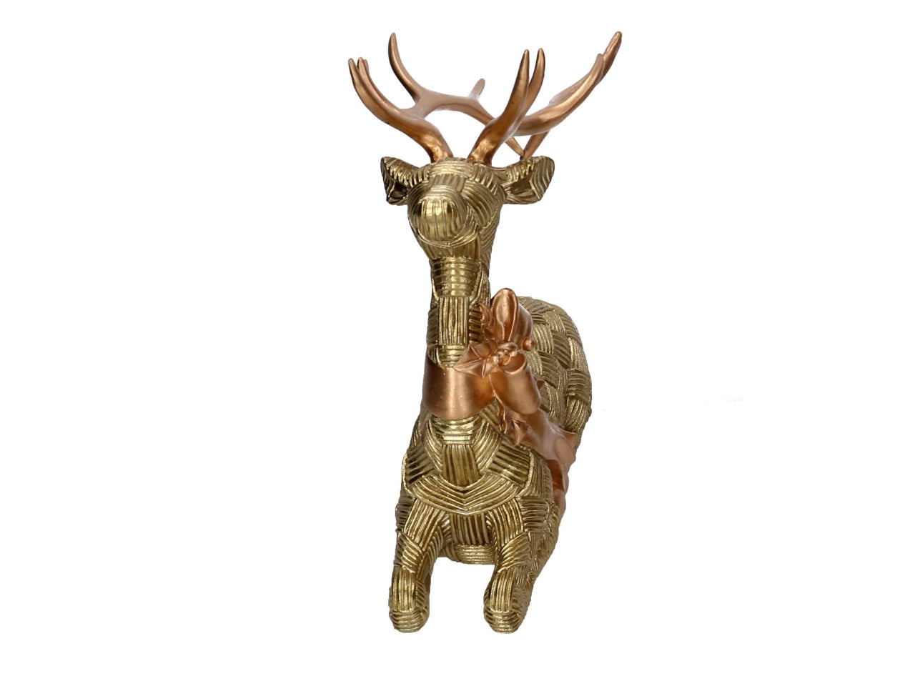 Renna seduta in resina 24,8xh.24,6cm oro