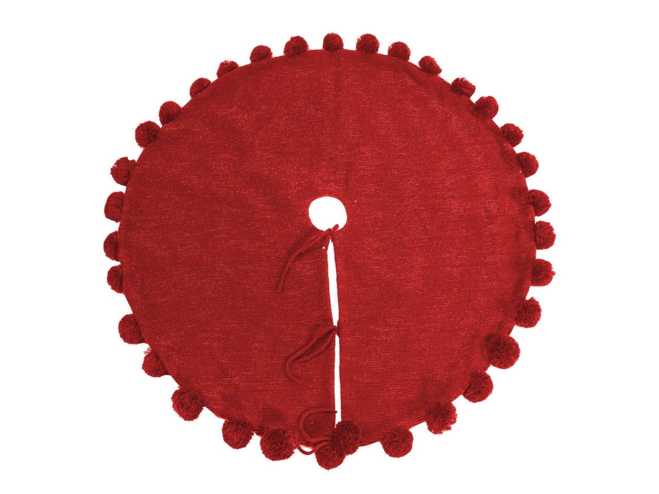 Copribase albero 100cm in tessuto maglia e ponpon rosso