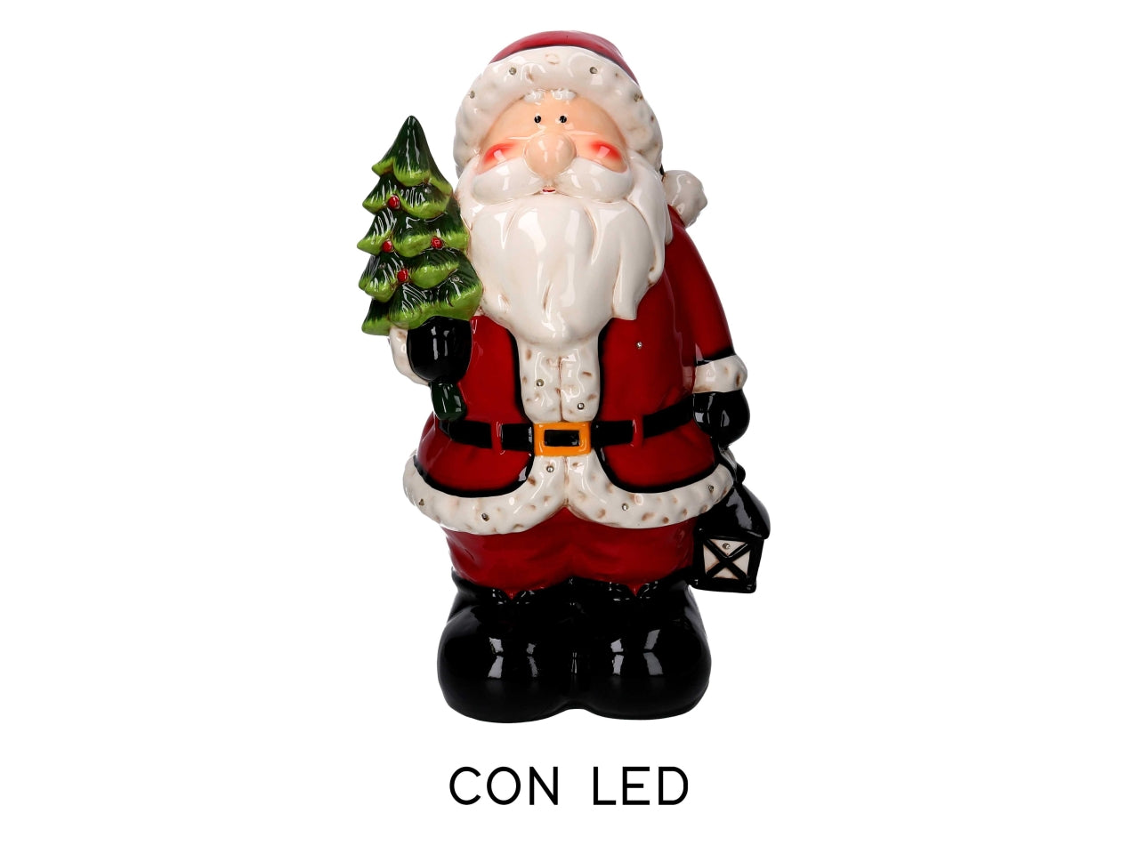 Babbo natale 50cm in ceramica con led e musica