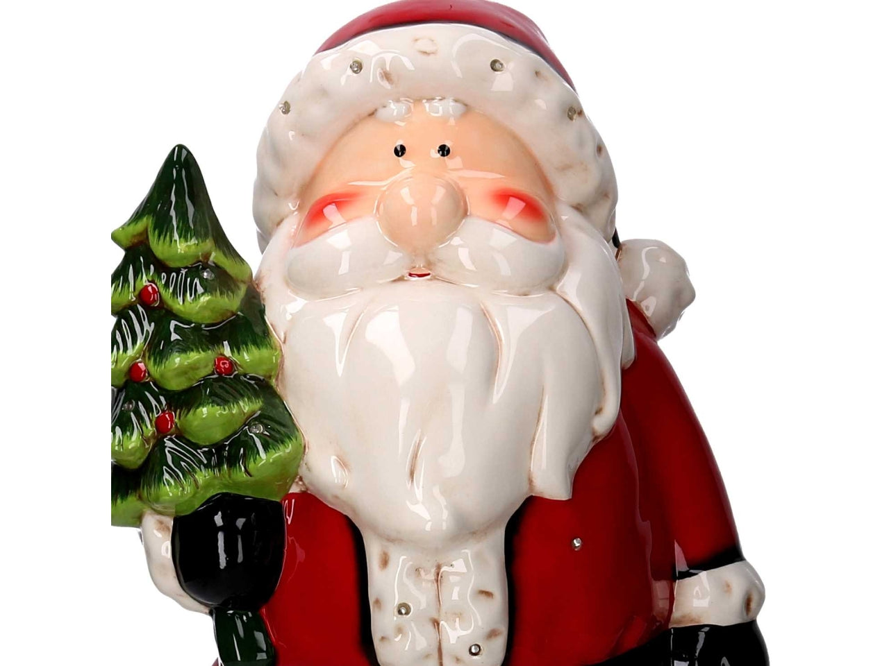 Babbo natale 50cm in ceramica con led e musica
