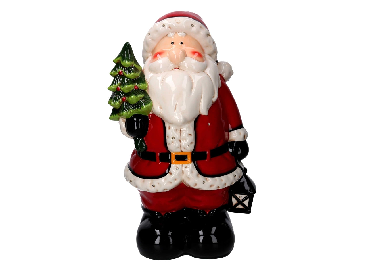Babbo natale 50cm in ceramica con led e musica