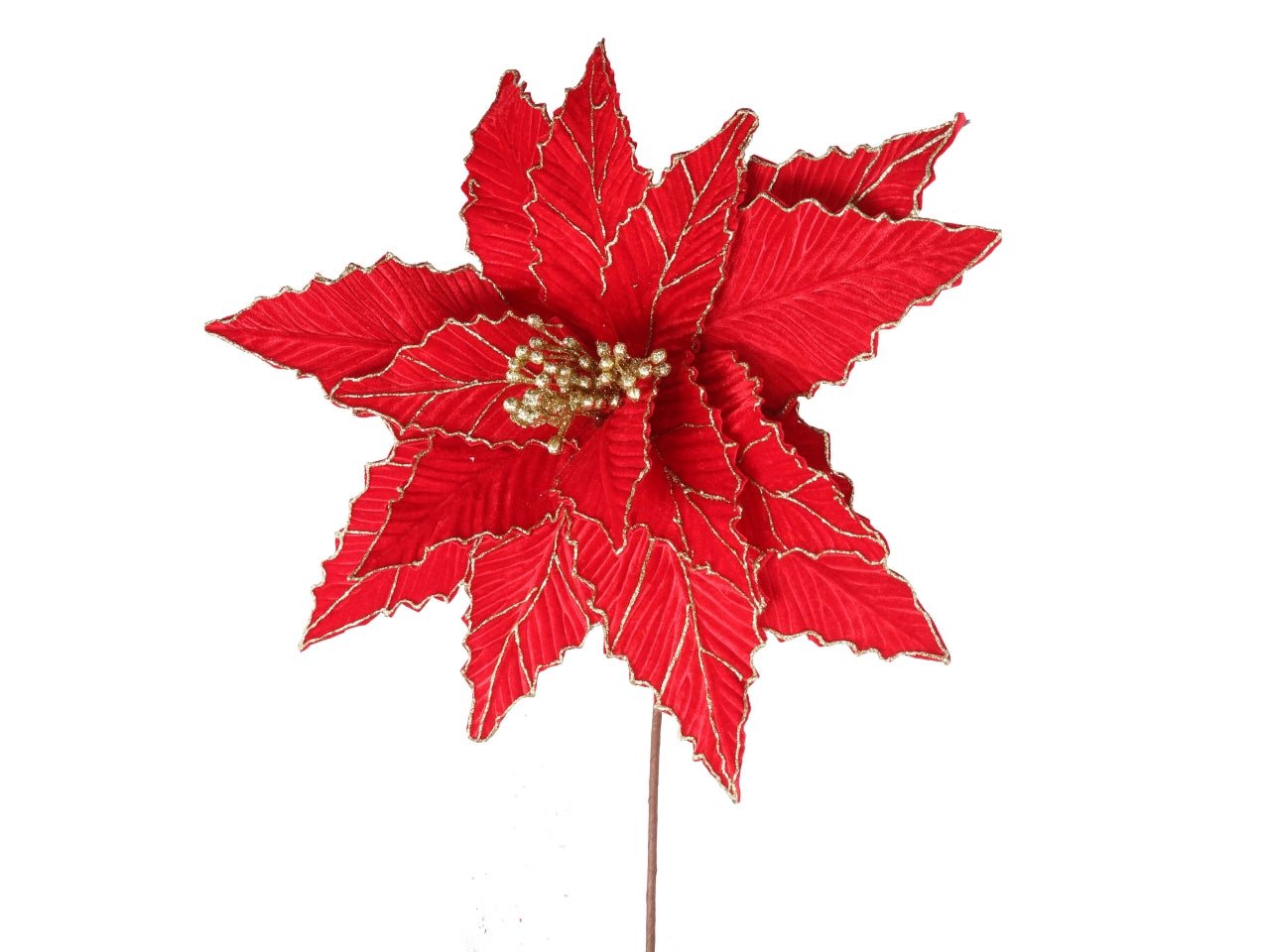 Ramo fiore in velluto 60cm oro e rosso
