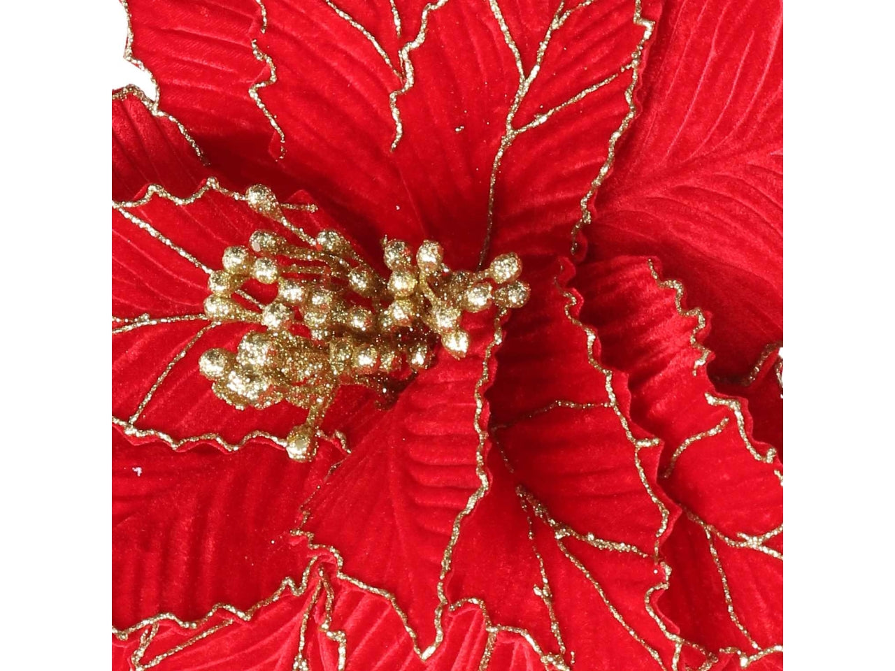 Ramo fiore in velluto 60cm oro e rosso