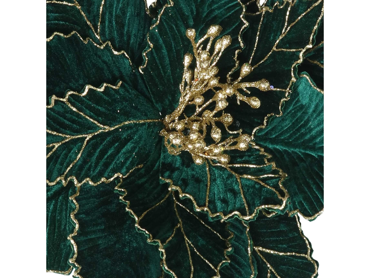 Ramo fiore in velluto 60cm oro e verde