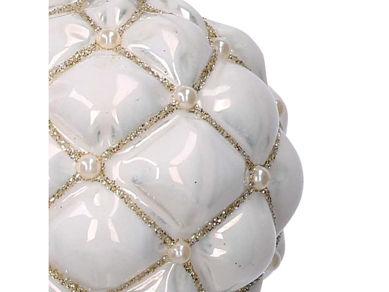 Palla vetro 8cm trapuntata crema