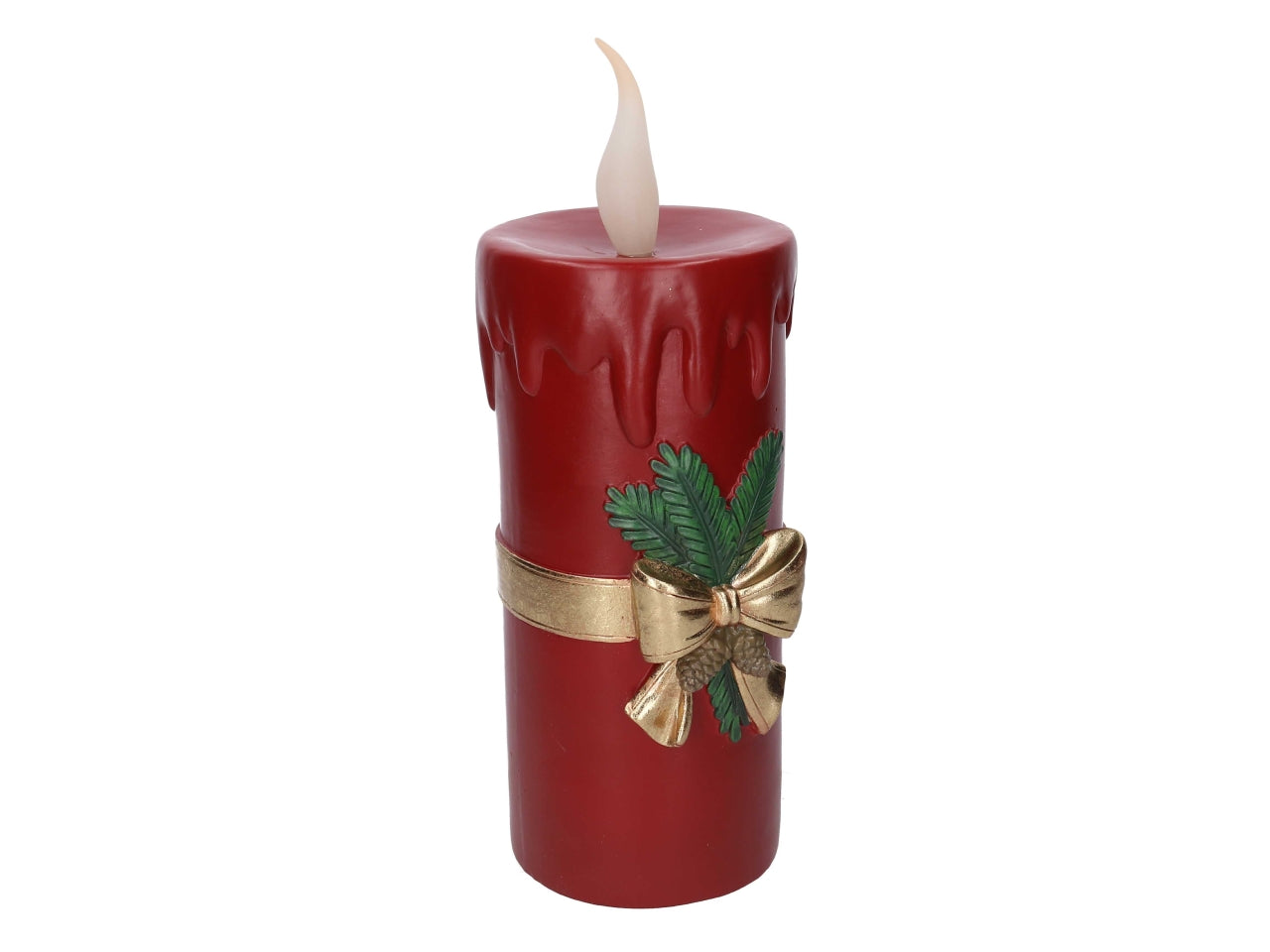 Candela in resina con luce led h.44cm rossa