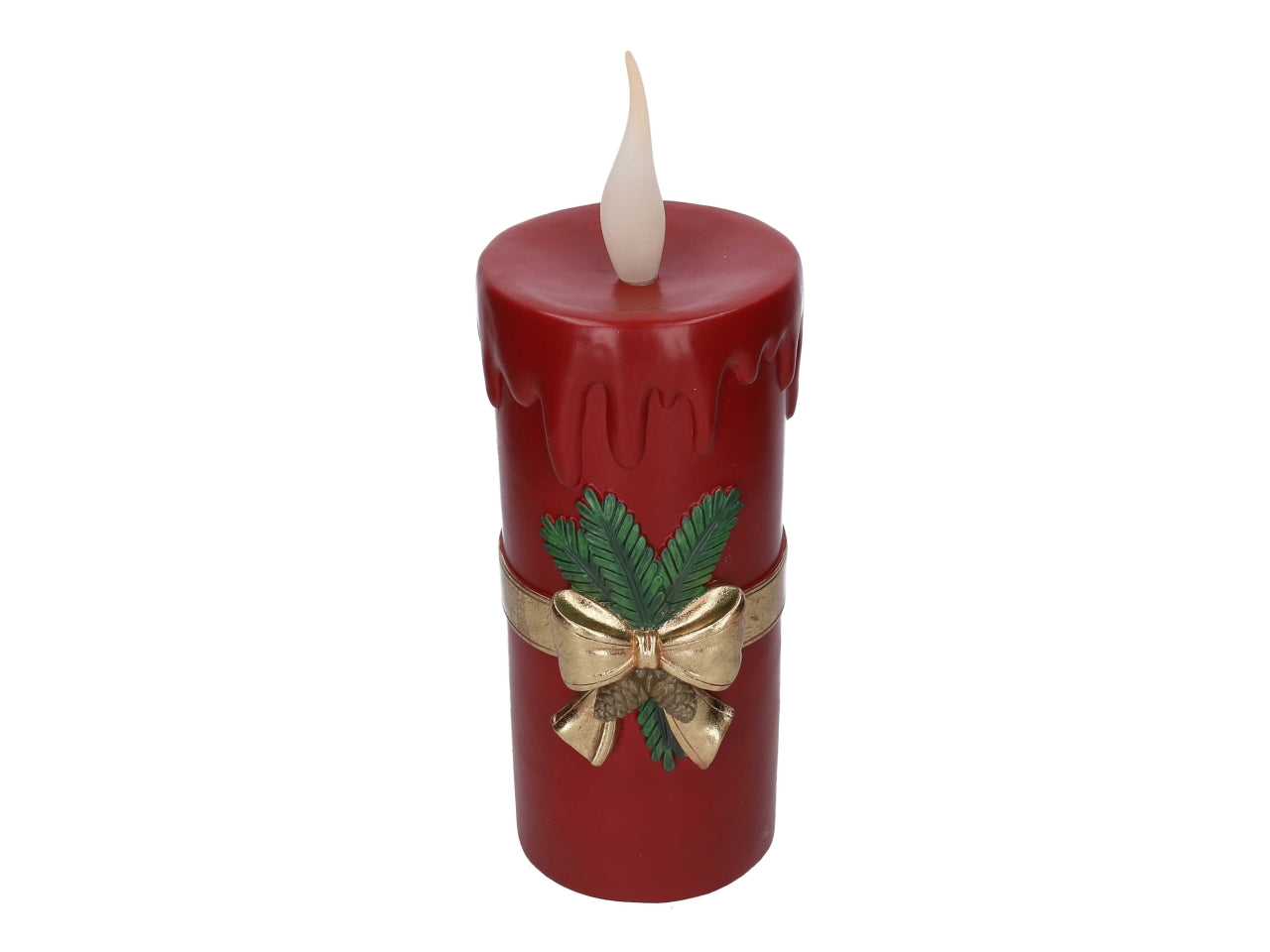 Candela in resina con luce led h.44cm rossa