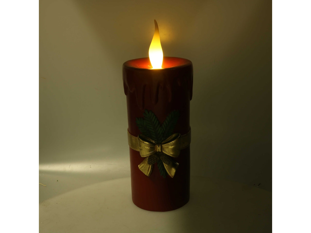 Candela in resina con luce led h.44cm rossa