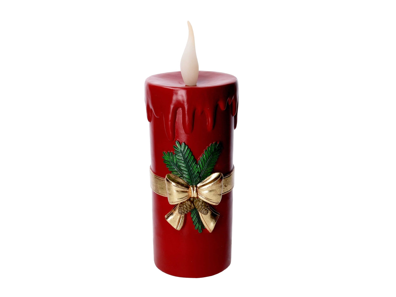 Candela in resina con luce led h.44cm rossa
