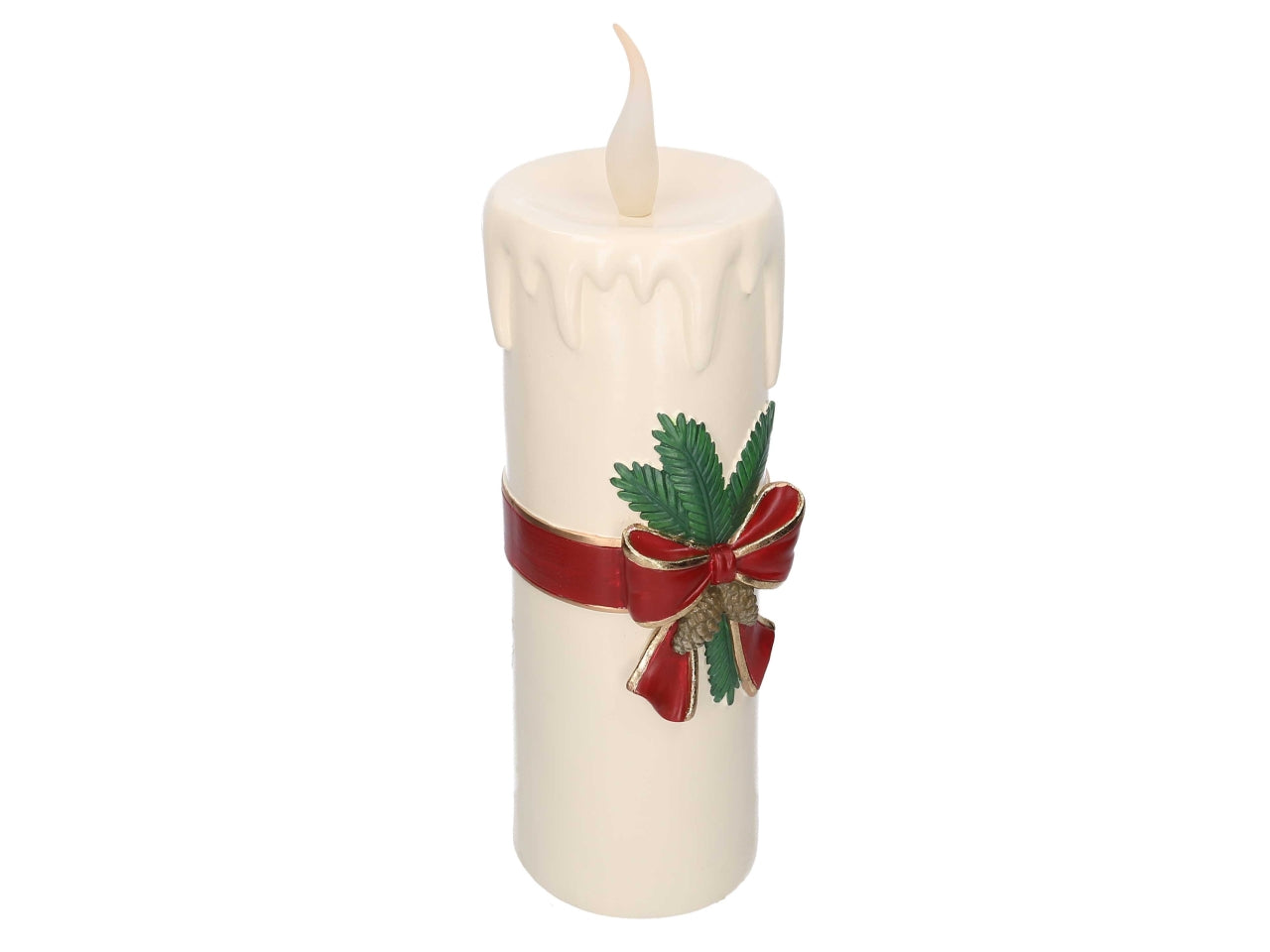 Candela in resina con luce led h.44cm bianco