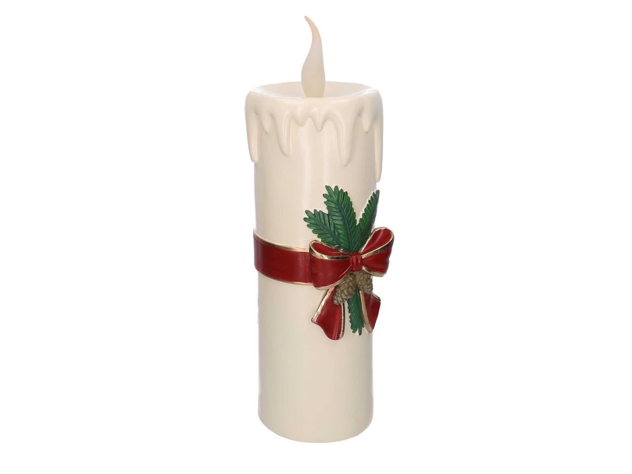 Candela in resina con luce led h.44cm bianco