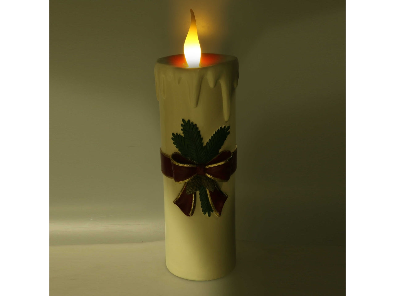 Candela in resina con luce led h.44cm bianco