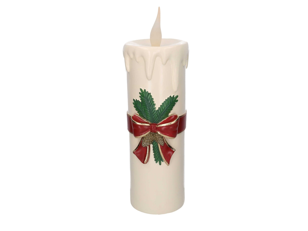 Candela in resina con luce led h.44cm bianco