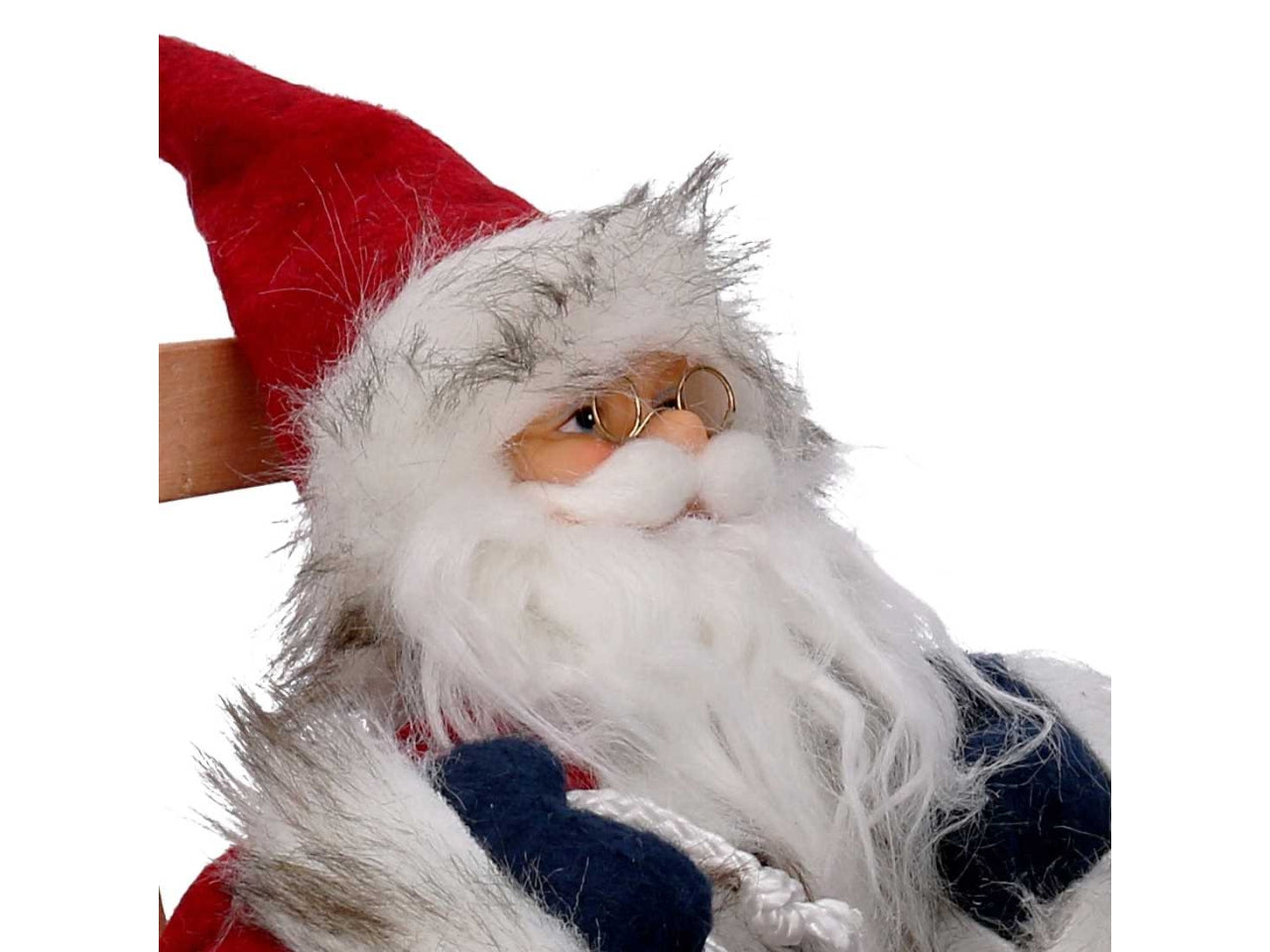 Babbo natale su sedia a dondolo 30cm in tessuto rosso