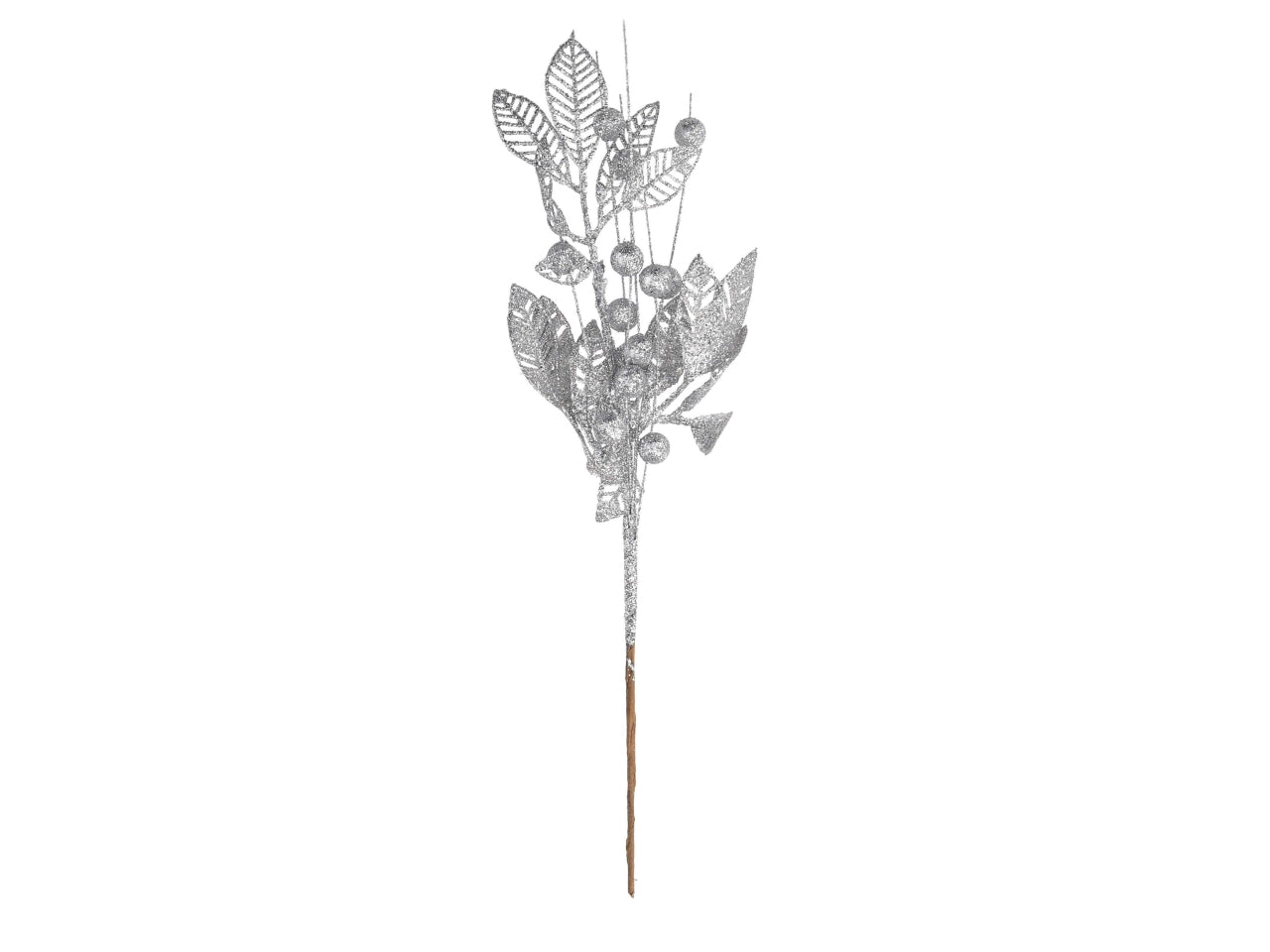 Ramo foglie 45cm argento