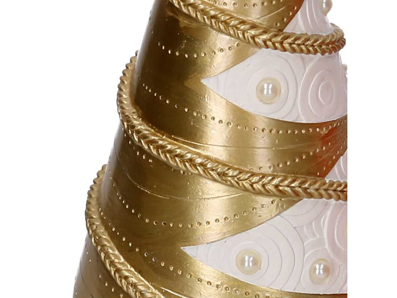 Albero 35,5cm in resina treccia bianco e oro