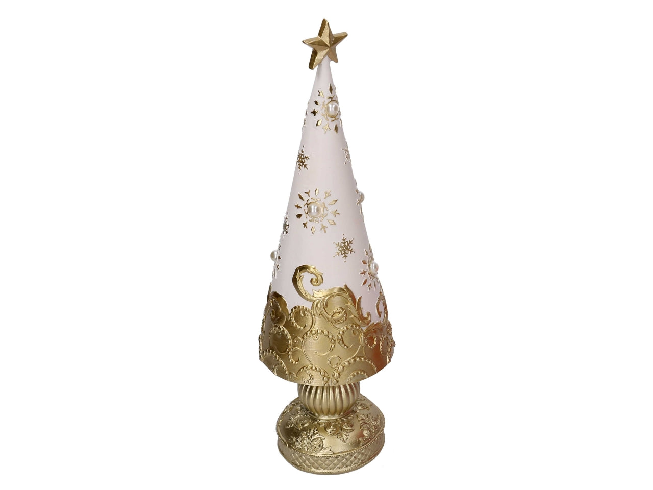 Albero 41cm in resina bianco e oro