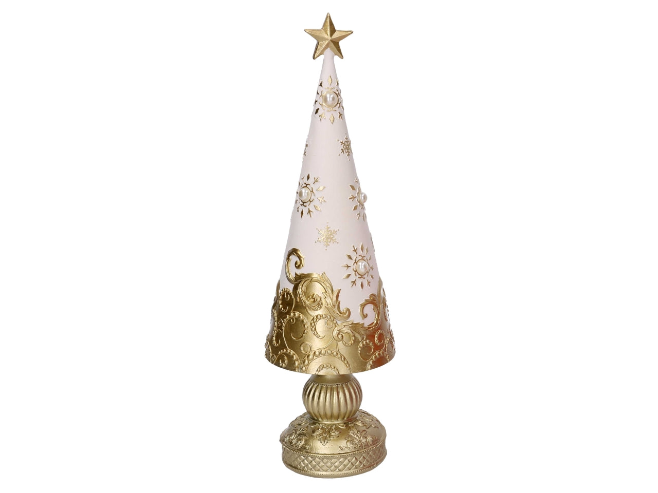 Albero 41cm in resina bianco e oro