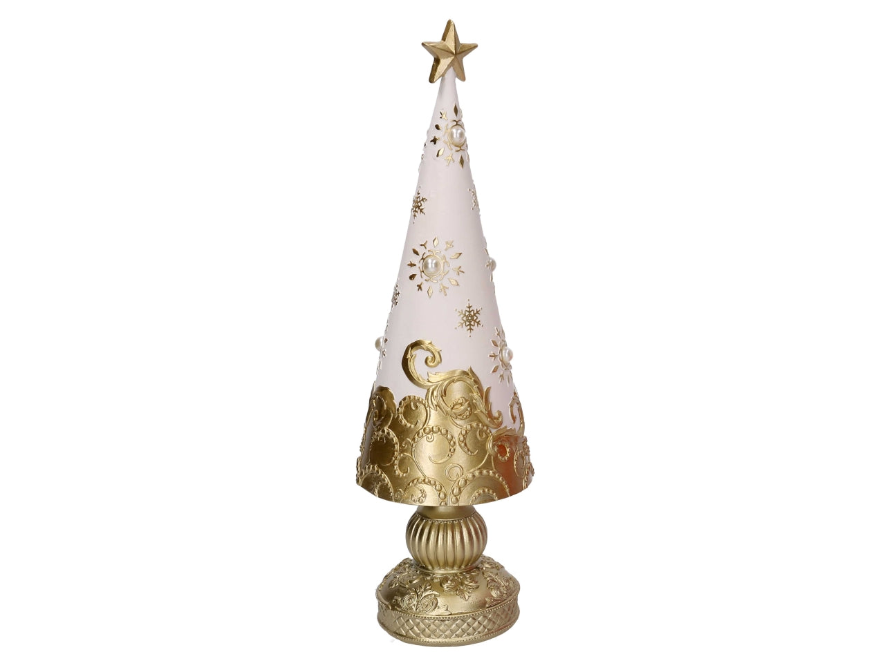Albero 41cm in resina bianco e oro