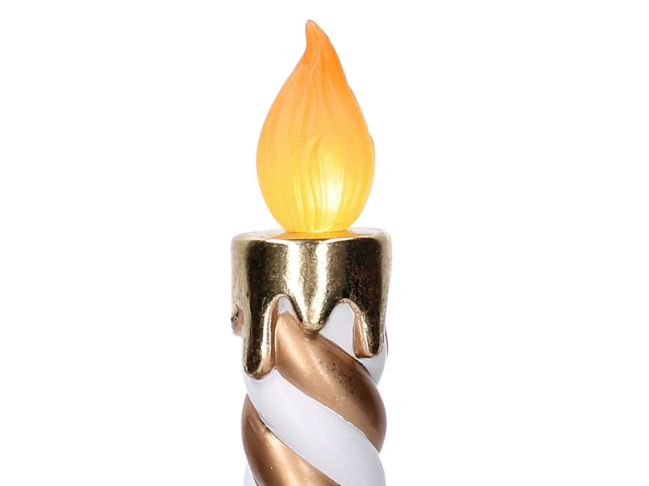 Candela in resina oro con luce led 18,3xh.44,9cm