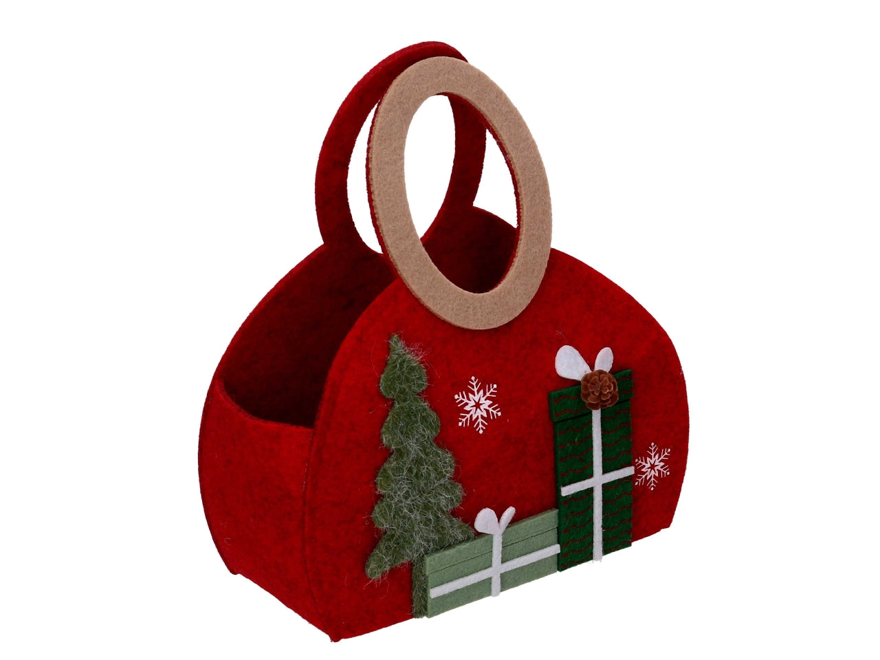 Borsa in feltro decorata 19x8,5xh.22,5cm rosso