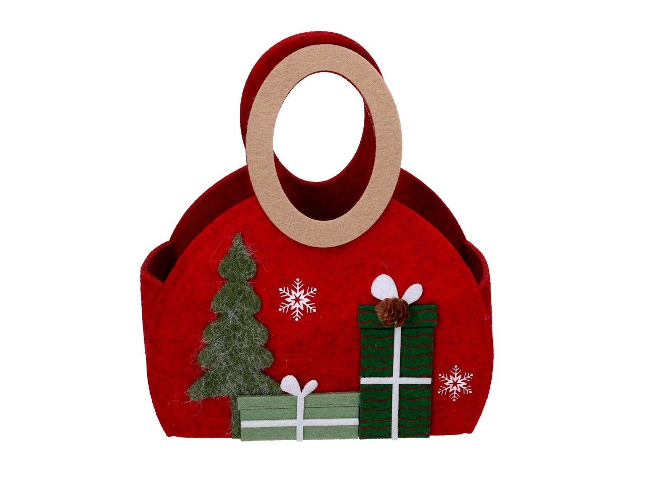 Borsa in feltro decorata 19x8,5xh.22,5cm rosso