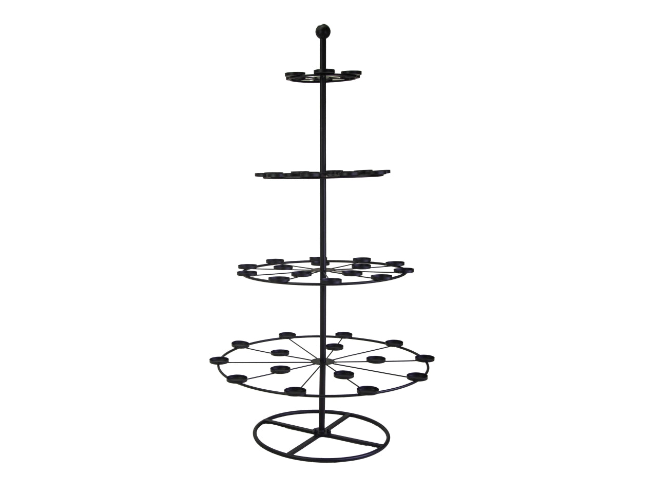 Espositore in metallo nero con portacandele tondo 96xh.172cm