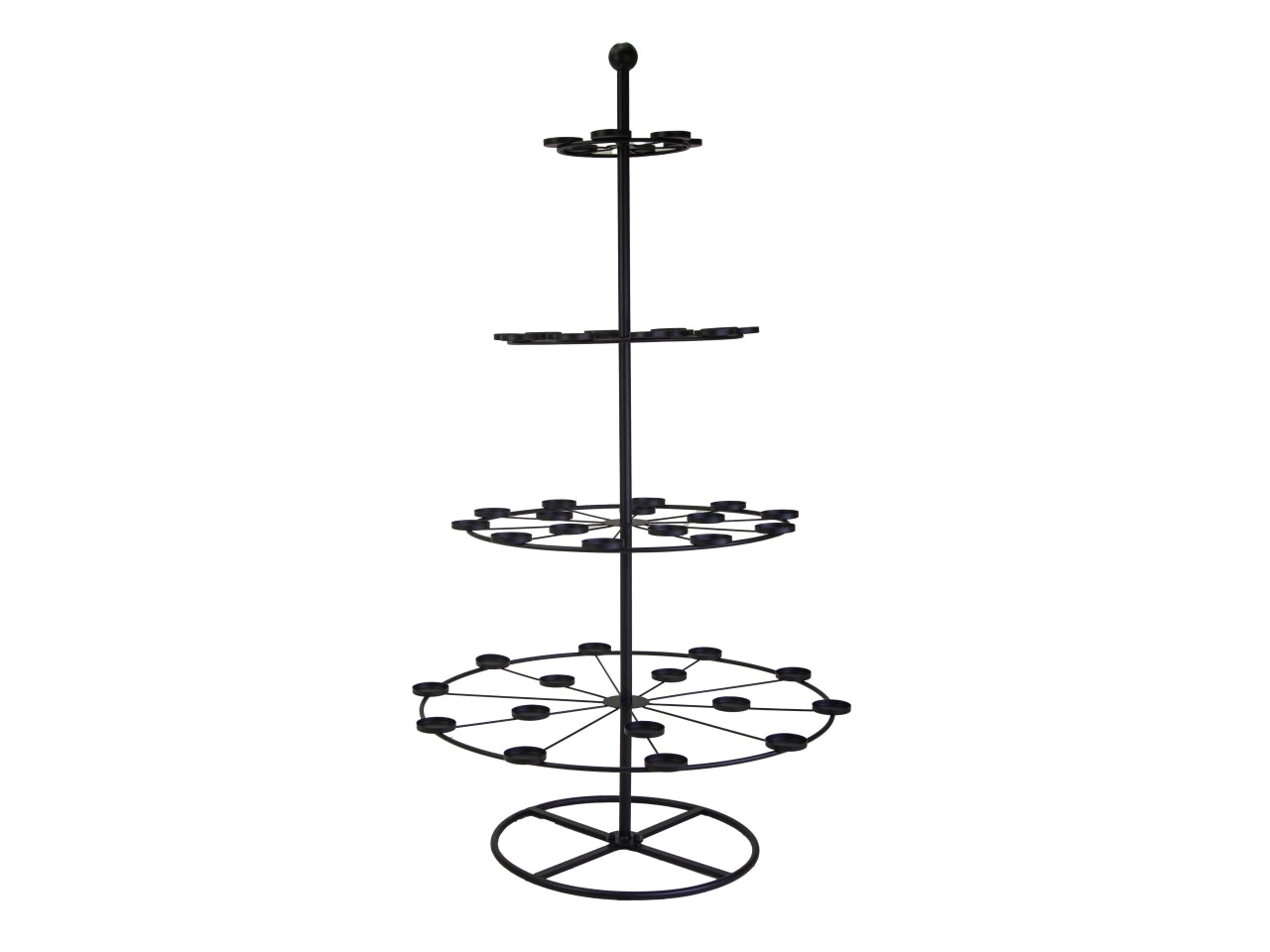 Espositore in metallo nero con portacandele tondo 96xh.172cm