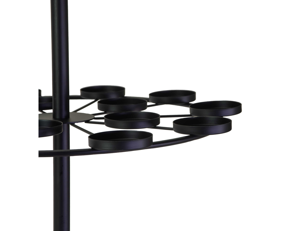 Espositore in metallo nero con portacandele tondo 96xh.172cm