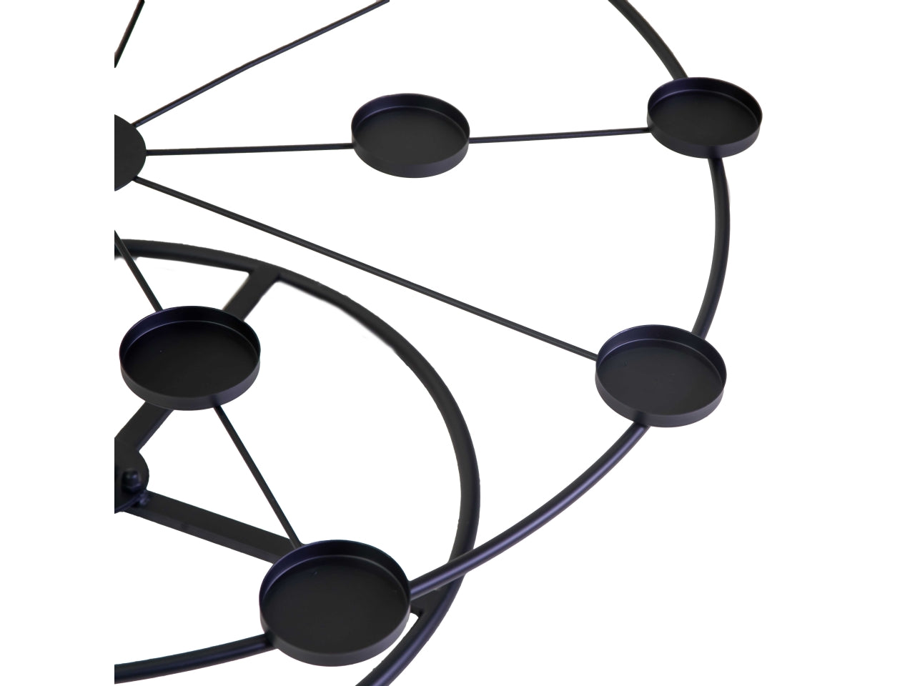 Espositore in metallo nero con portacandele tondo 96xh.172cm