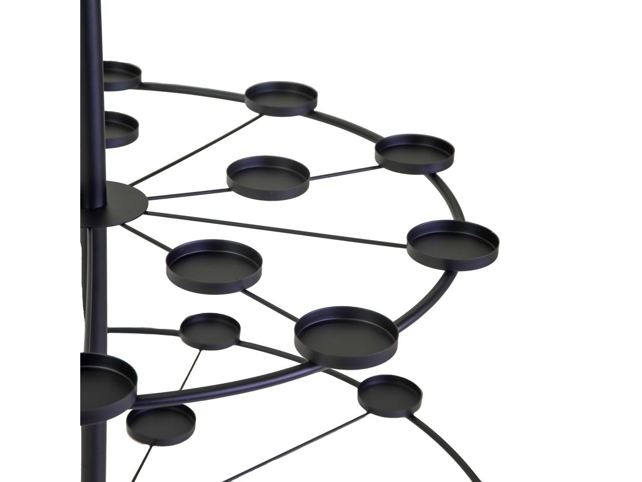 Espositore in metallo nero con portacandele tondo 96xh.172cm
