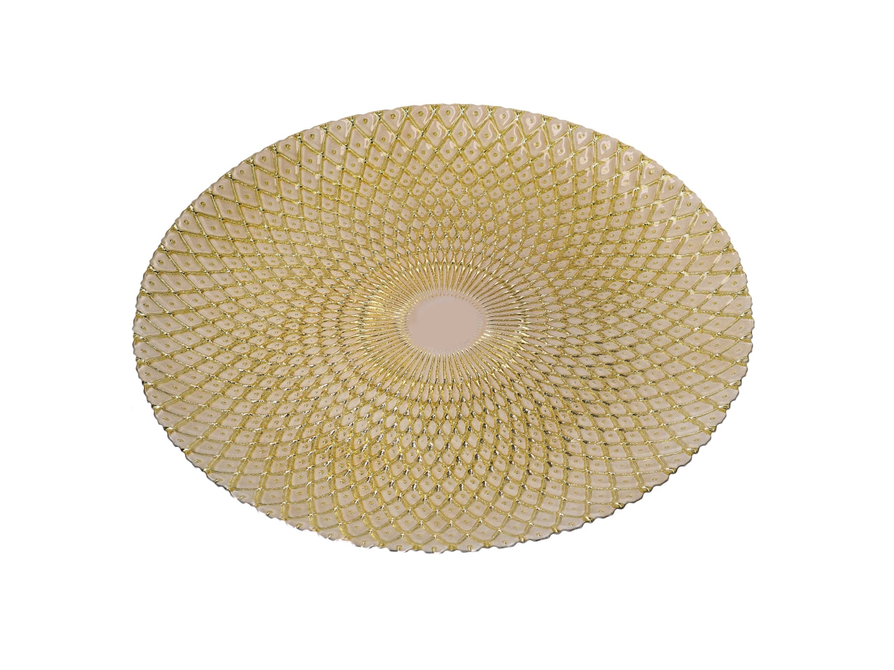 Sottopiatto 33cm vetro raggi oro