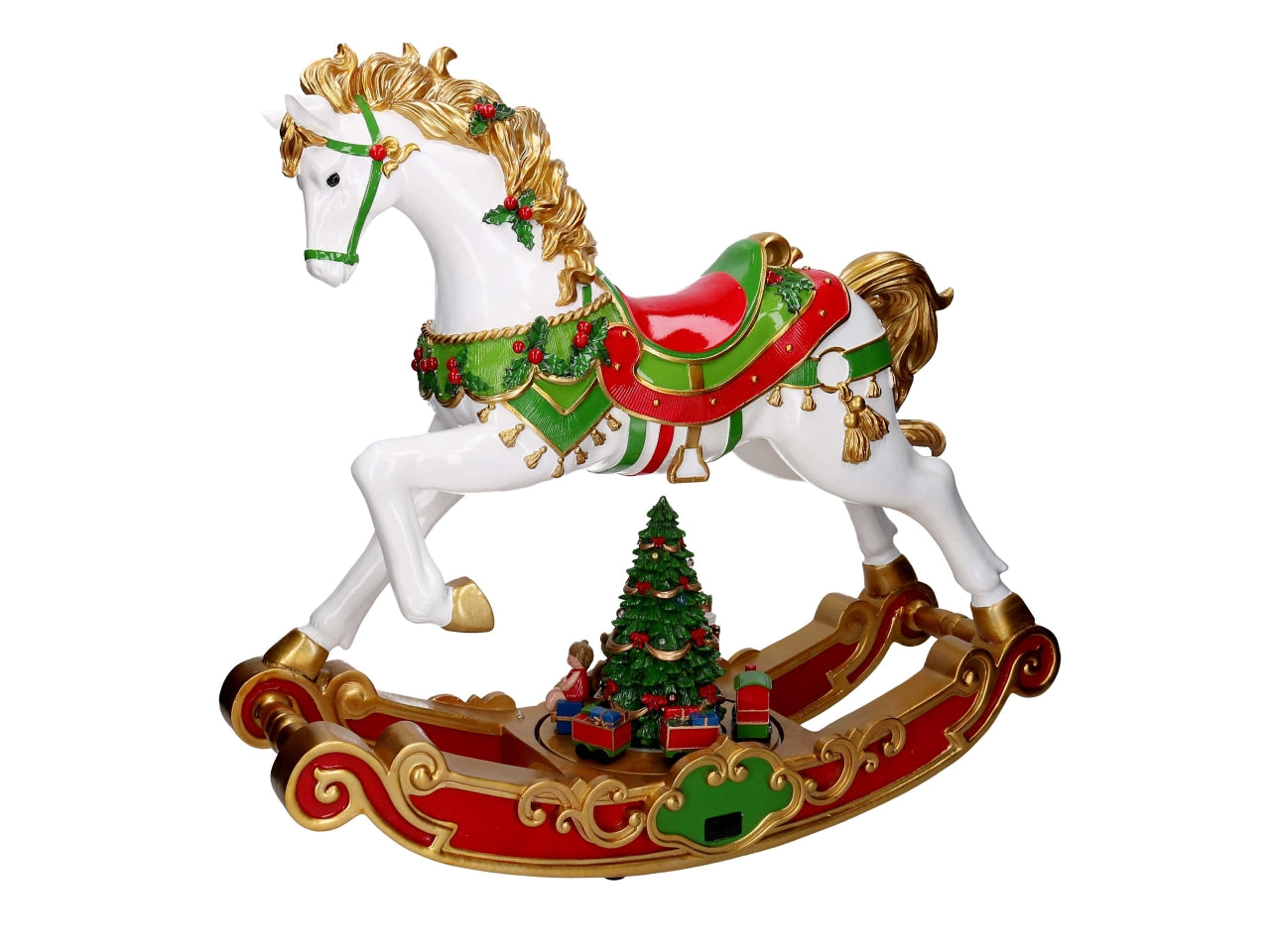 Cavallo a dondolo in resina con led e carillon 62x22xh.55,6cm