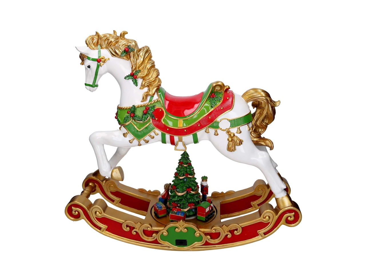 Cavallo a dondolo in resina con led e carillon 62x22xh.55,6cm