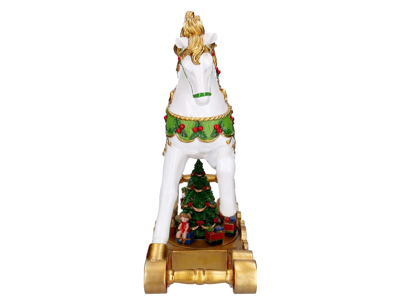 Cavallo a dondolo in resina con led e carillon 62x22xh.55,6cm