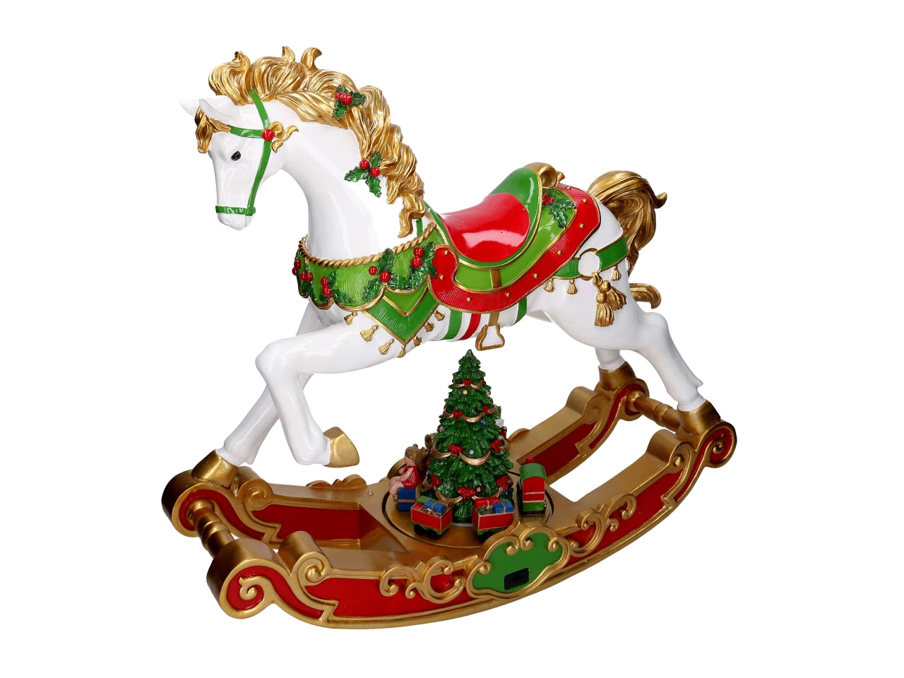 Cavallo a dondolo in resina con led e carillon 62x22xh.55,6cm
