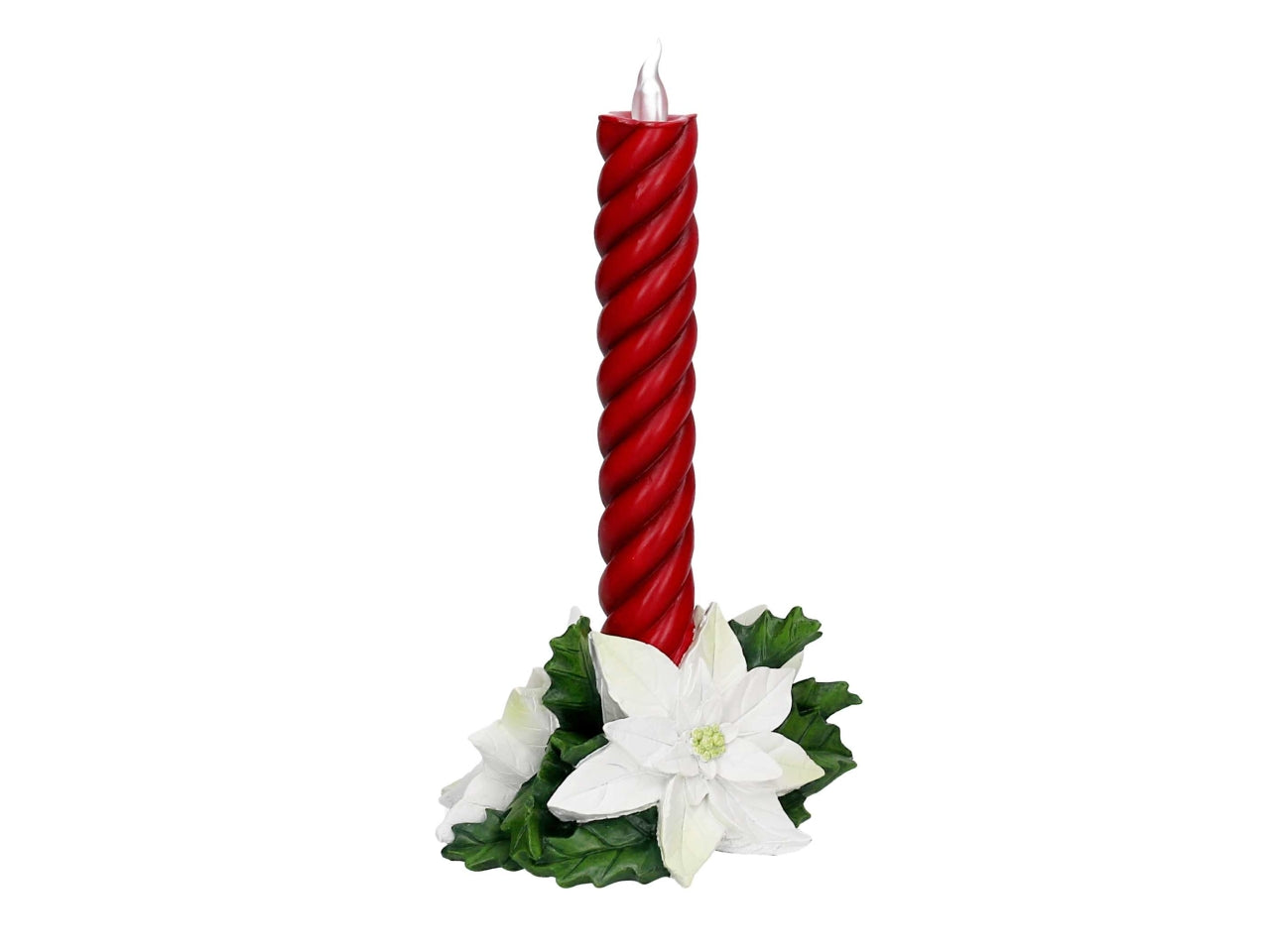 Candela in resina rossa con led 27,6cm