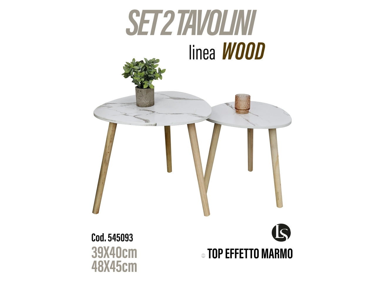 Tavolini 39x40/48x45cm set da 2 tavolini