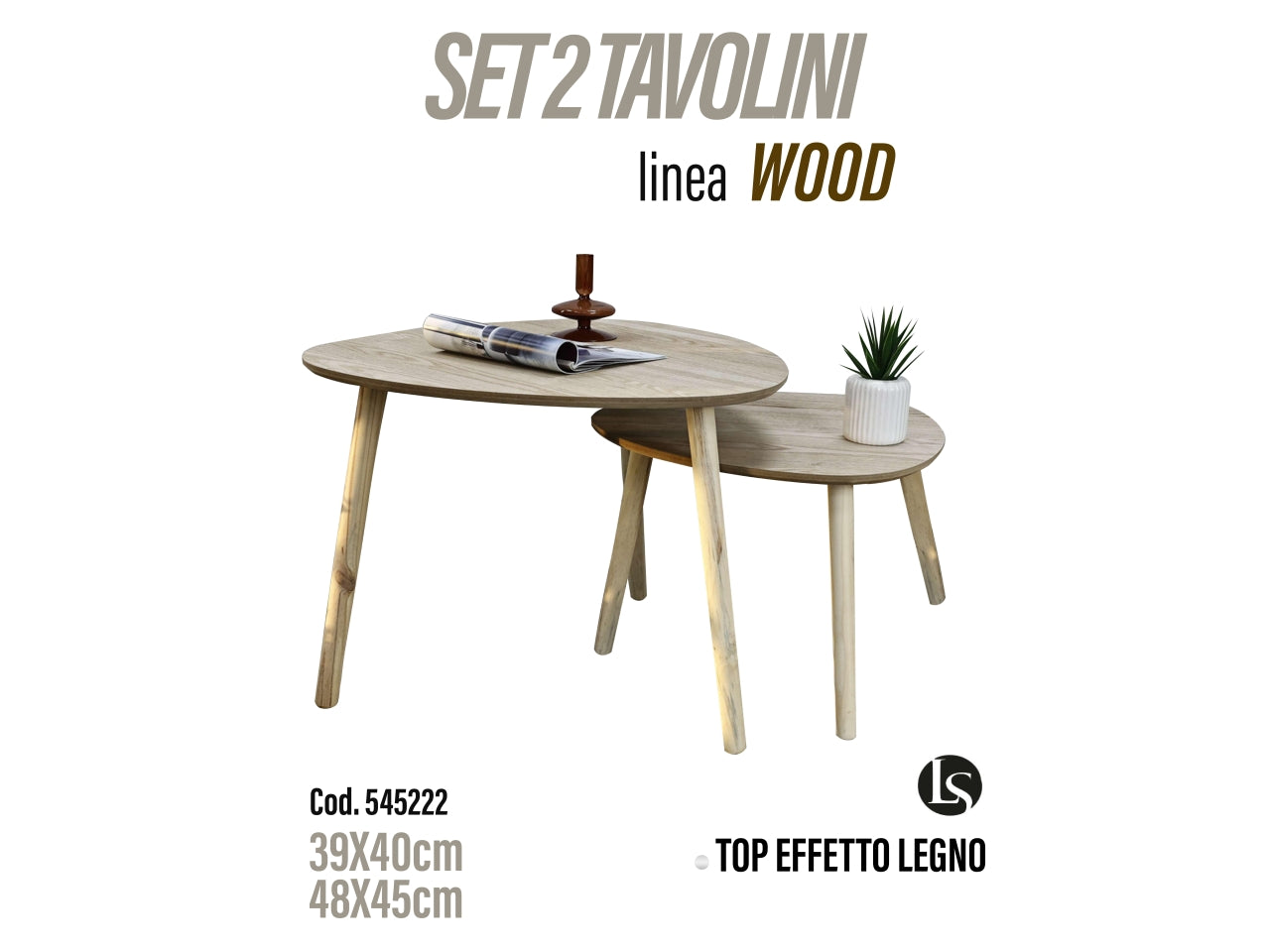 Tavolini 39x40/48x45cm set da 2 tavolini