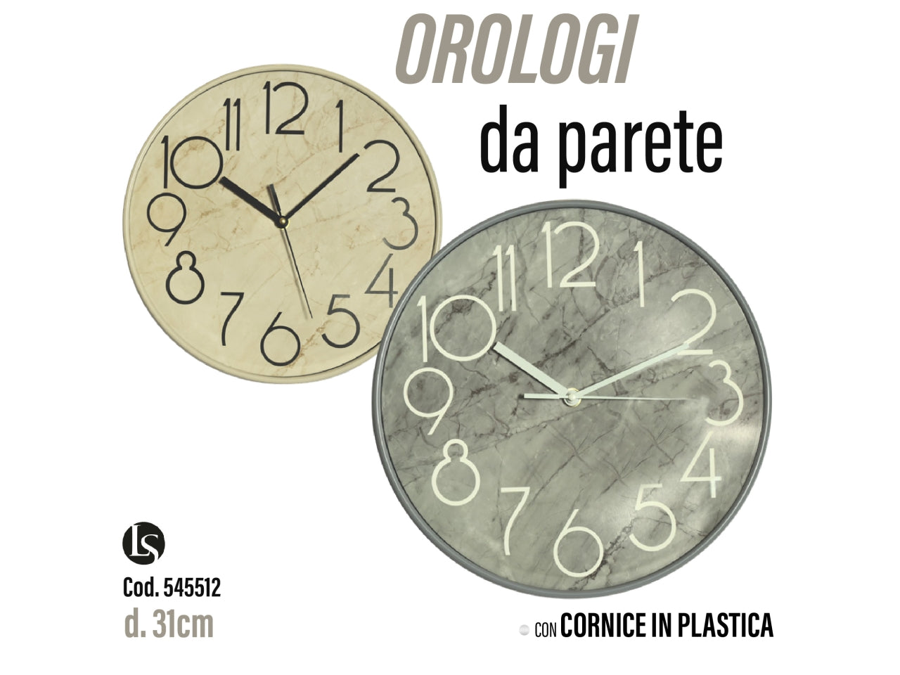 Orologio 31cm in plastica assortito