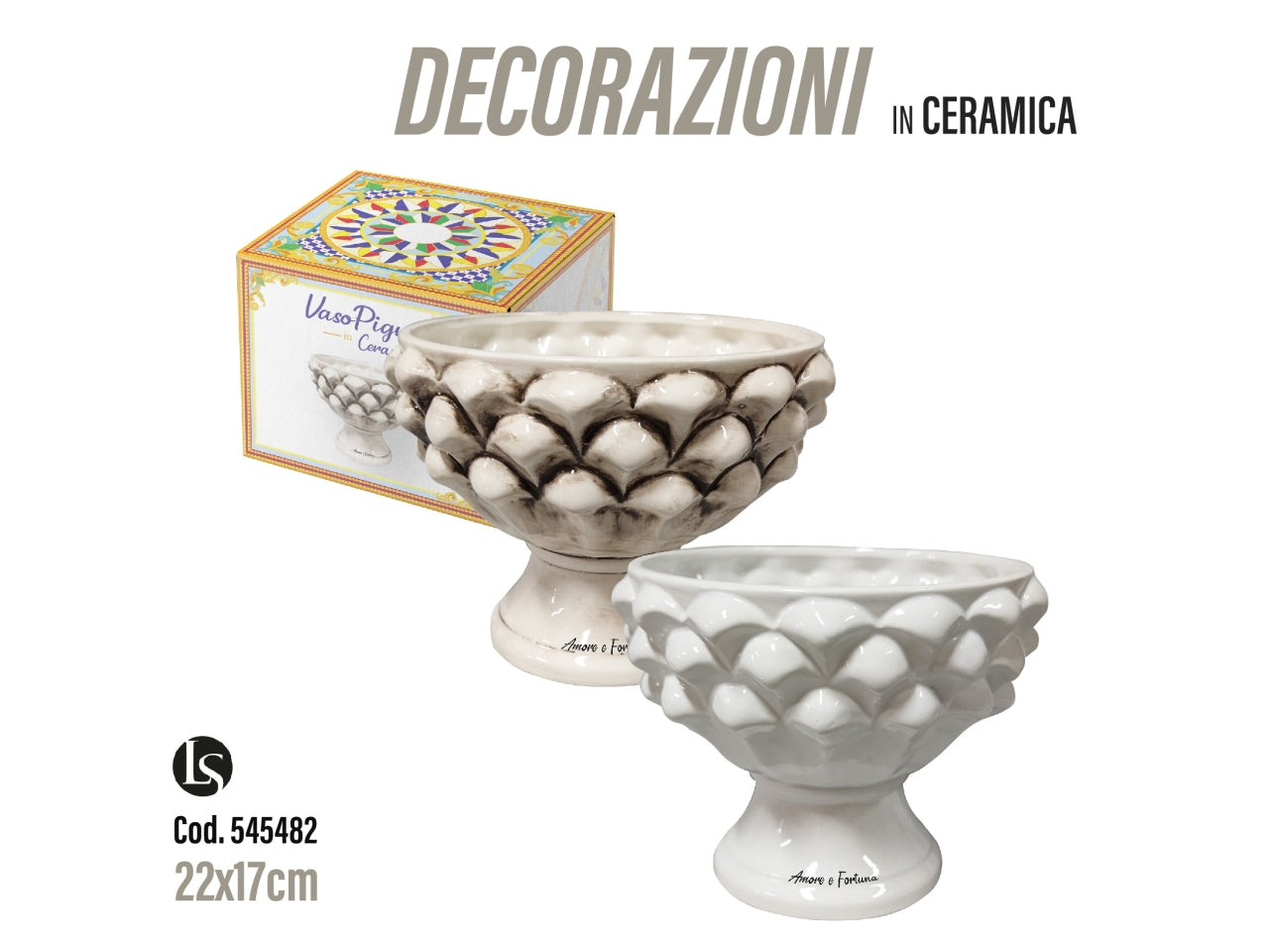 Vaso in ceramica 22x17cm assortito