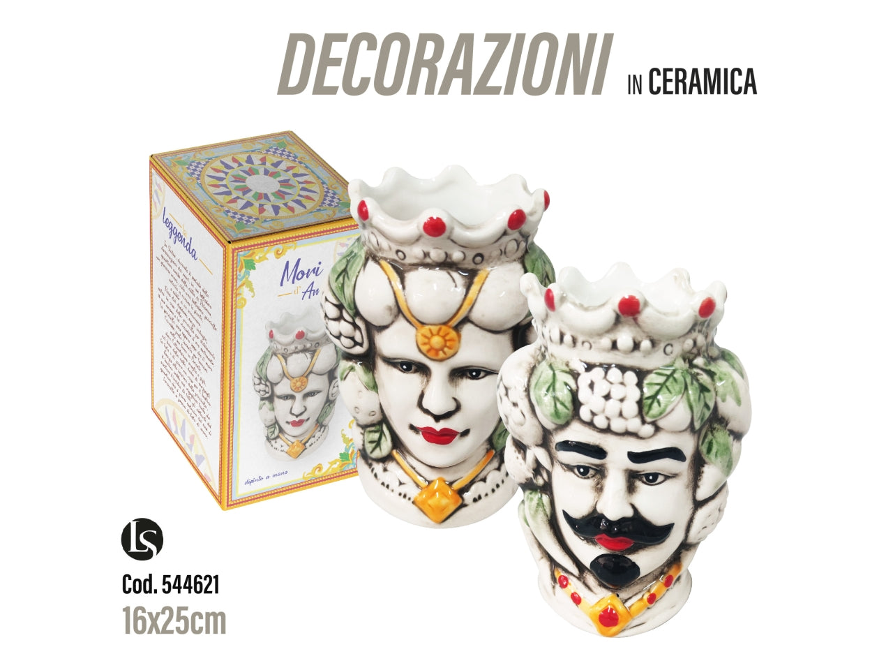 Vaso testa in ceramica 16x25cm assortito