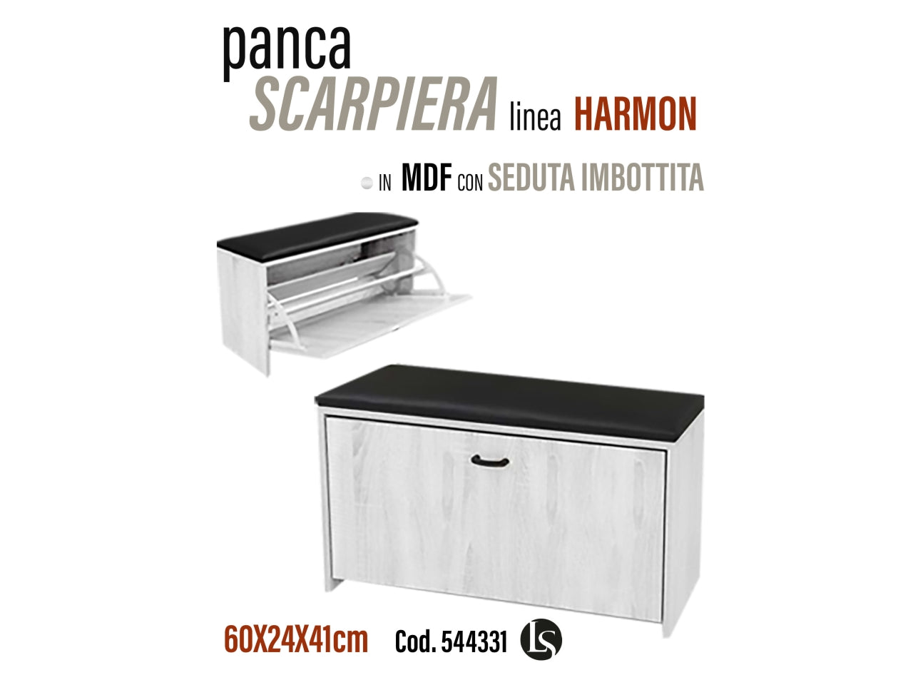 Scarpiera bianca 60x24x41cm