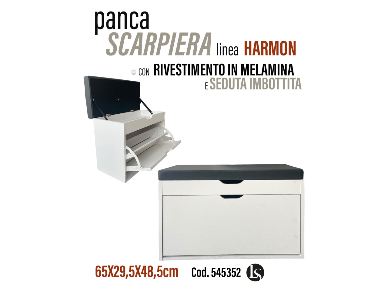 Scarpiera con seduta 65x30x49cm