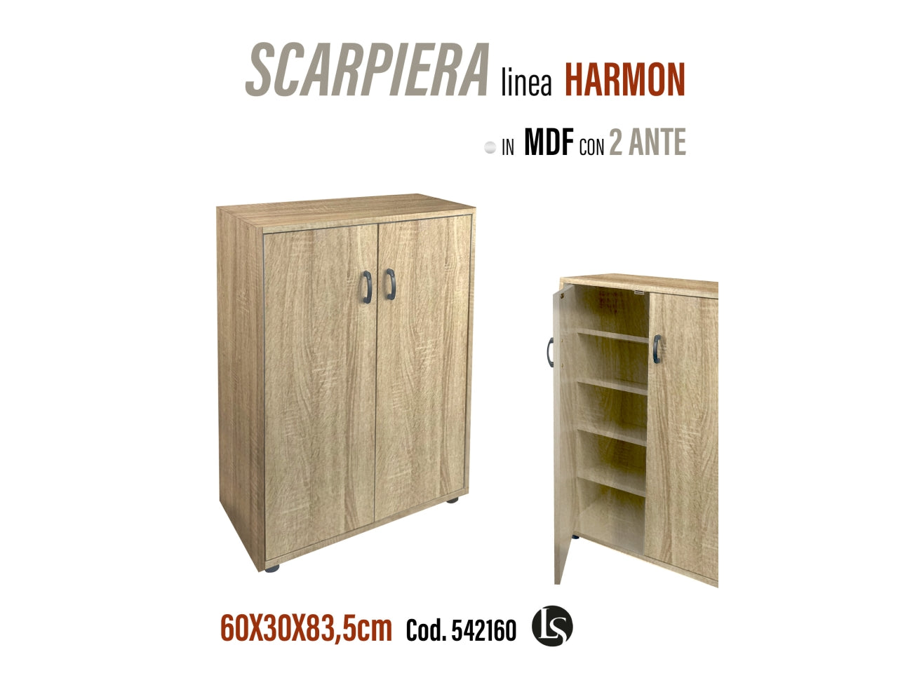 Scarpiera rovere 60x30x83,5cm
