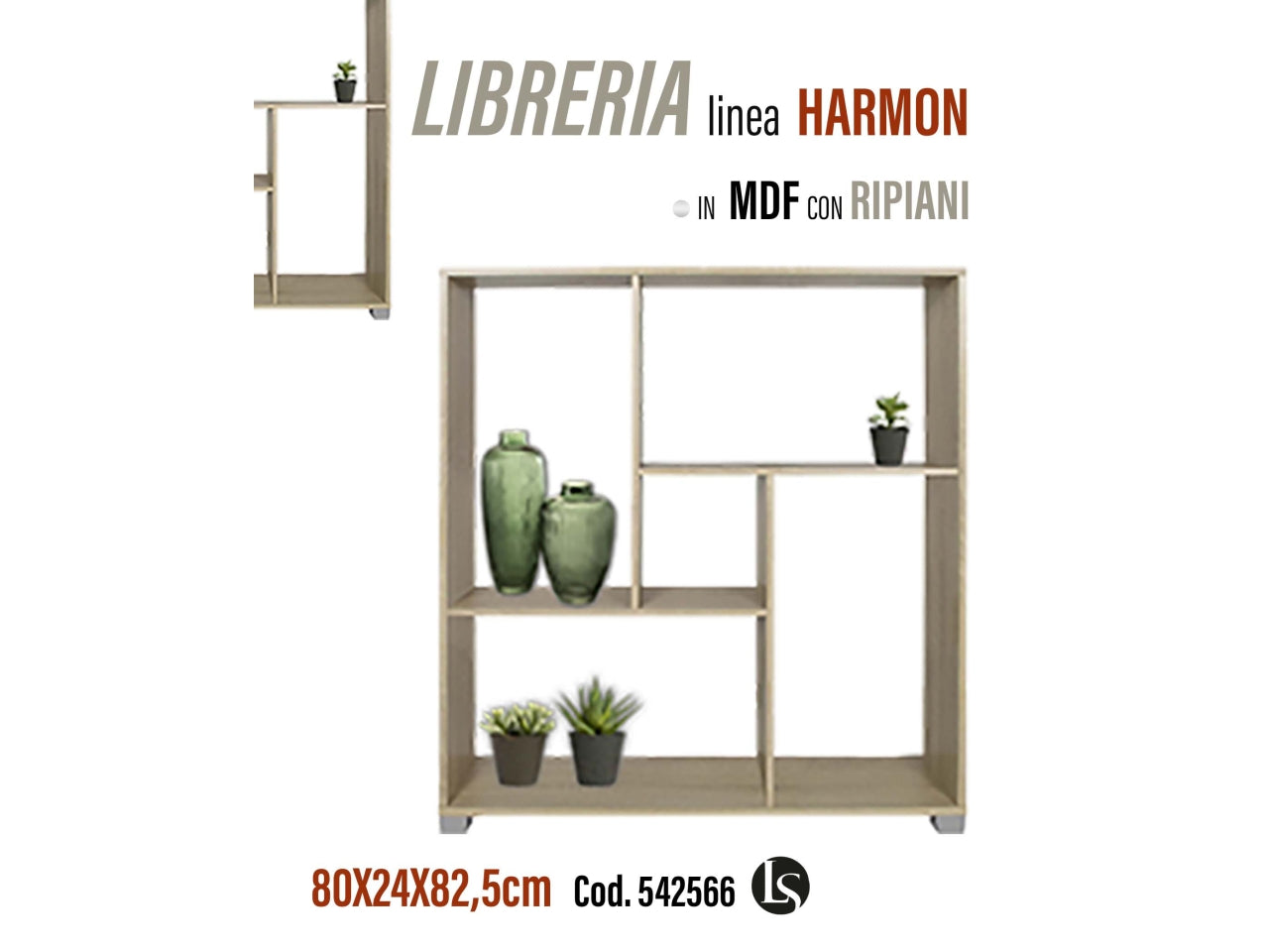 Libreria rovere 80x24x82,5cm