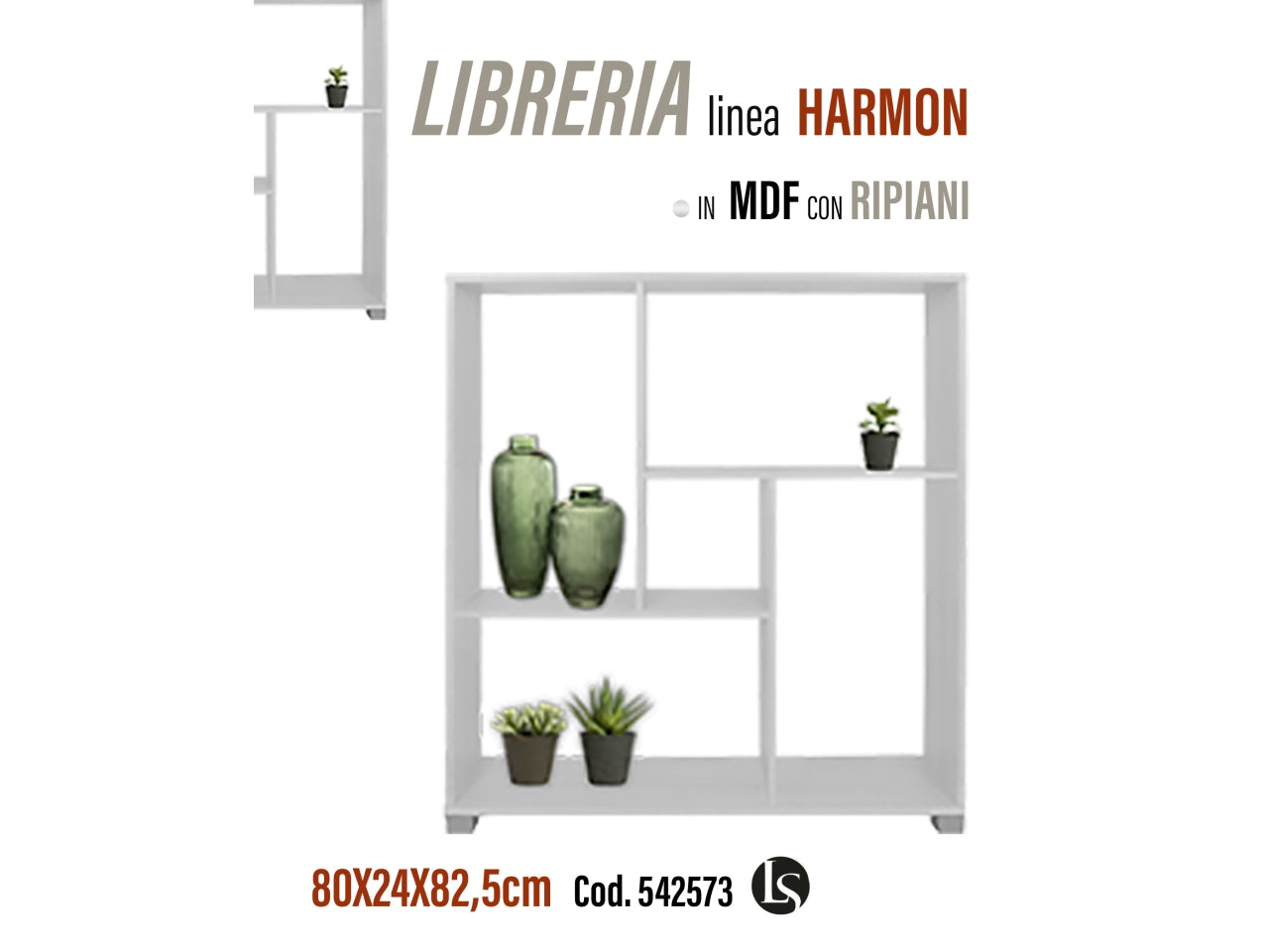 Libreria bianca 80x24x82,5cm