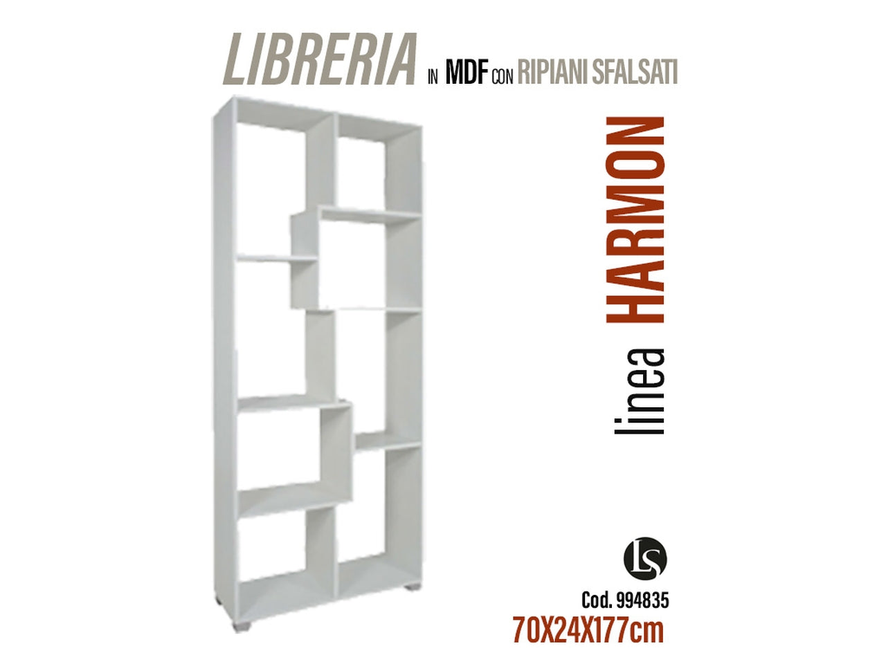 Libreria in mdf 70x24x178cm