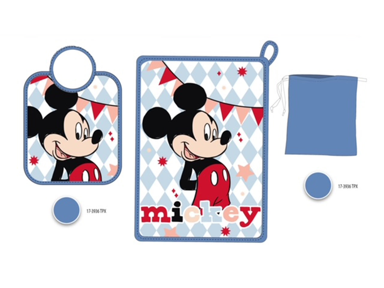 Mickey kit tovaglietta + bavaglino + sacchetto