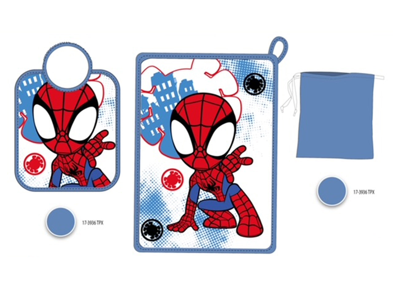 Spiderman kit tovaglietta + bavaglino + sacchetto